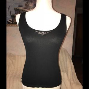 S - Express black tank w/ clear rhinestone detail